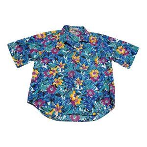 Vintage Carriage Sport‎ Floral Casual Button Down Hawaiian Shirt Adult Large